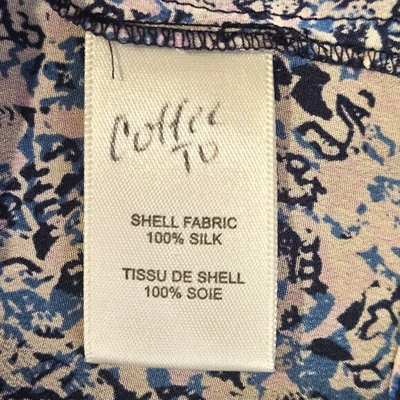 Rebecca Taylor Silk Blue Black Long Sleeve Blouse 6 Office Boho Chic Resortwear - Picture 6 of 12